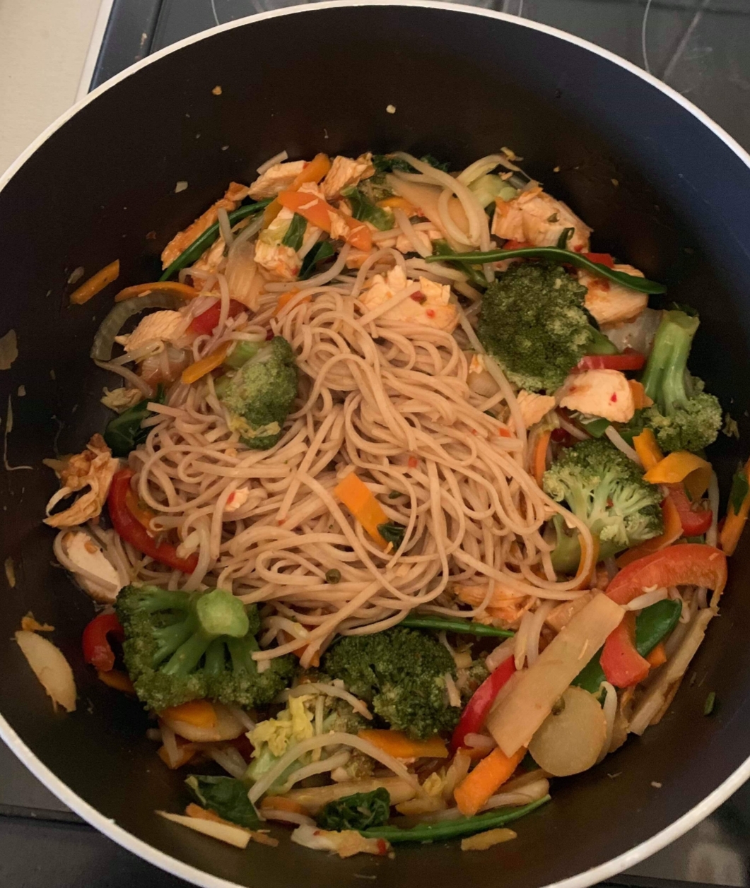 Sweet chilli chicken stirfry with noodles - Feed Your Family for £20 a week